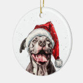 Happy Pitbull Dog Christmas Personalized Keramisch Ornament (Links)