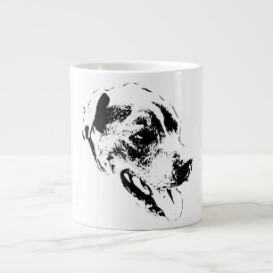 Happy Pitbull Mix Zwart en Wit Portret Mok
