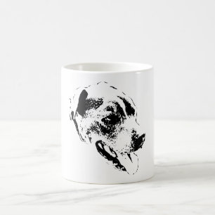 Happy Pitbull Mix Zwart en Wit Portret Mok