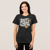 Happy Pizza Valentine Funny Pizza Love Design Tri-Blend Shirt (Voorkant volledig)
