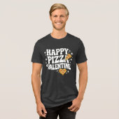 Happy Pizza Valentine Funny Pizza Love Design Tri-Blend Shirt (Voorkant volledig)