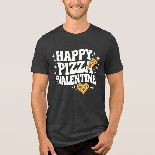 Happy Pizza Valentine Funny Pizza Love Design Tri-Blend Shirt (Voorkant)