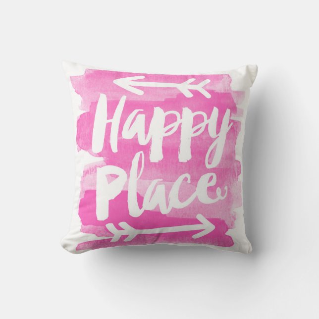 Happy Place - Roze Pillow Kussen (Voorkant)