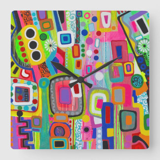 Happy Place wandklok Vierkante Klok