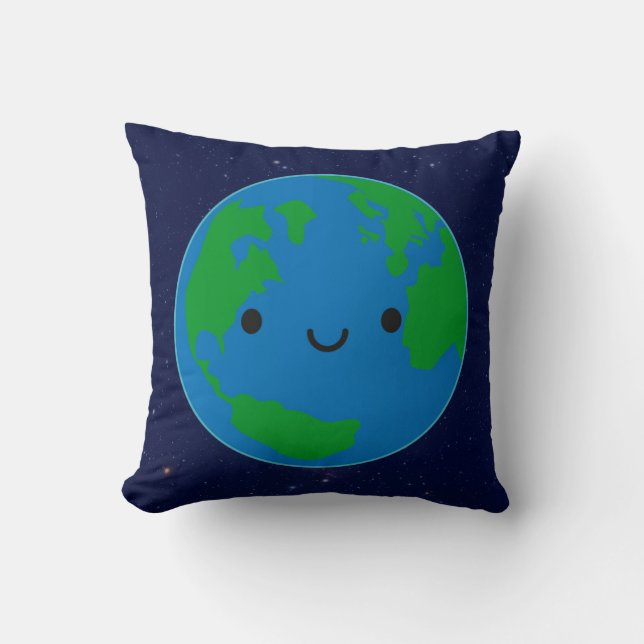 Happy Planet Earth Kussen (Voorkant)