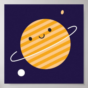 Happy Planet in Space Poster