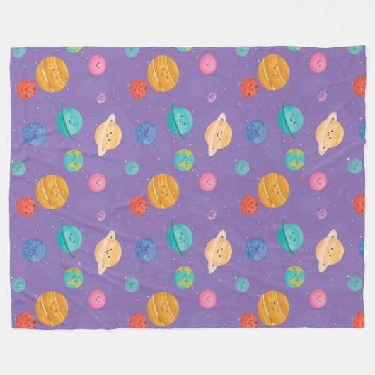 Happy Planets Fleece Blanket (Voorkant (Horizontaal))