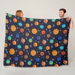 Happy Planets Fleece Blanket Deken