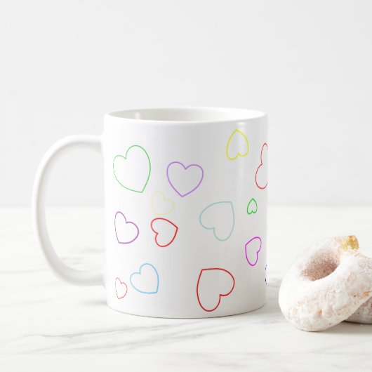 Happy Playful en Colorful Hearts Mok (Met donut)