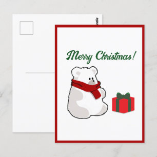 Happy Polar Beer in rode sjaal, kerst Cartoon Briefkaart