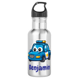 Happy Police Car, Boys, Personalized Water Bottle Waterfles