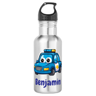 Happy Police Car, Boys, Personalized Water Bottle Waterfles