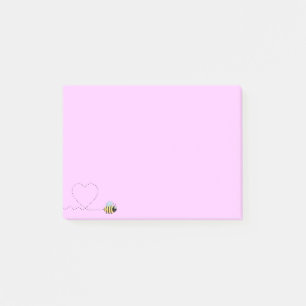 Happy positif abeille dessin animé rose post-it n