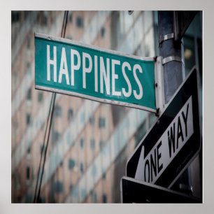 Happy Positive Motivation Words Straatnaambordje P Poster