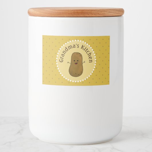Happy Potato - Gepersonaliseerd Voedselcontainer Etiket (Voorkant)