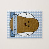 Happy Potato Gepersonaliseerde Blauwe Gingham Legpuzzel (Horizontaal)