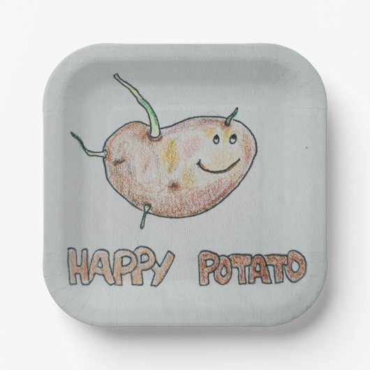 Happy Potato Paper-Bord Papieren Bordje (Voorkant)