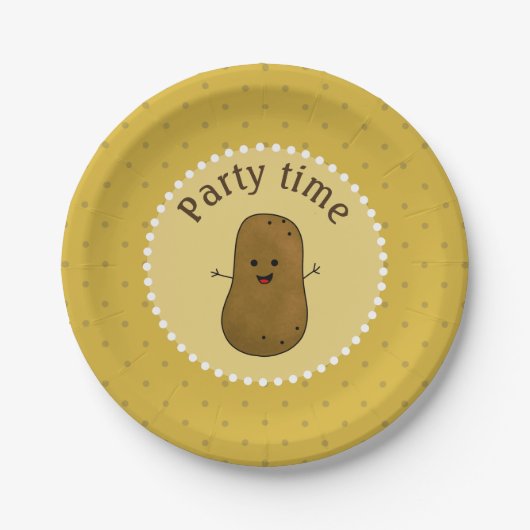 Happy Potato Party-tijd Papieren Bordje (Voorkant)