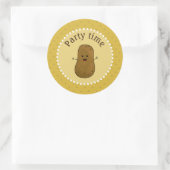 Happy Potato Party-tijd Ronde Sticker (Tas)