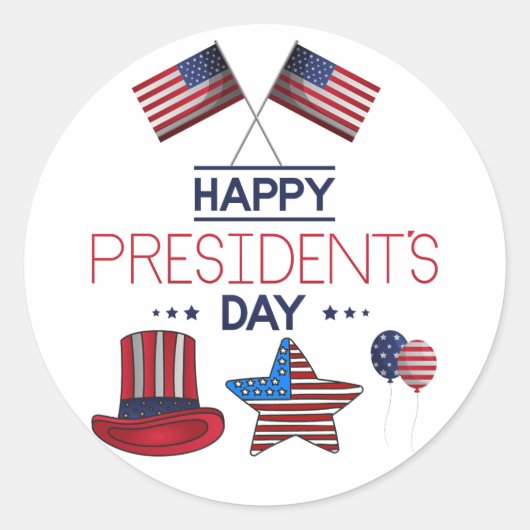 Happy President Day Ronde Sticker (Voorkant)