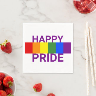 Happy Pride Bold Rainbow Flag Party Servet