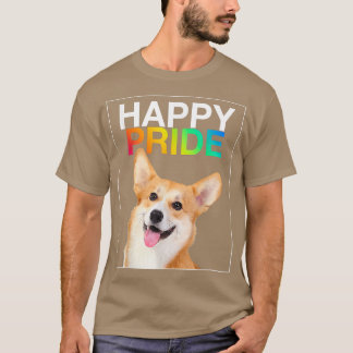 Happy Pride Cute Corgi Puppy Dog Smile LGBTQ June T-shirt