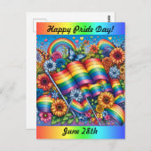 Happy Pride Day | 28 juni Rainbow Briefkaart (Voorkant / Achterkant)