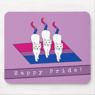 Happy Pride-katten met biseksuele Pride-vlag Muismat