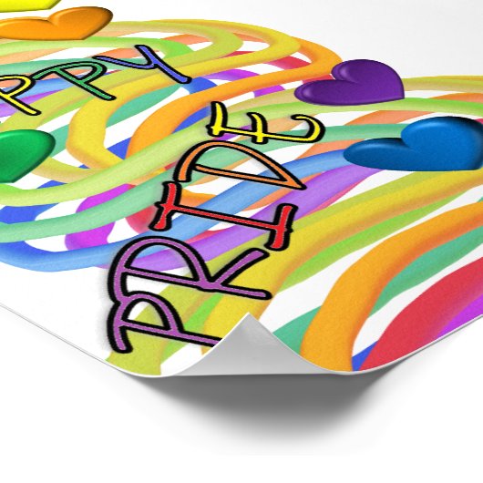 Happy Pride Rainbow Hearts and Ropes Poster (Hoek)