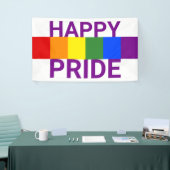 Happy Pride Regenboog Vlag Stripes Spandoek (Beurs)