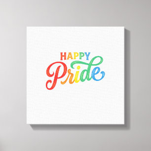Happy Pride Vintage Regenboog Typografie Shirt_1 Canvas Afdruk
