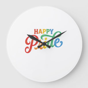 Happy Pride Vintage Regenboog Typografie Shirt_1 Grote Klok