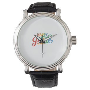 Happy Pride Vintage Regenboog Typografie Shirt_1 Horloge