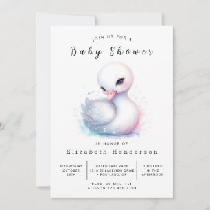Happy Printable Swan Baby shower Kaart