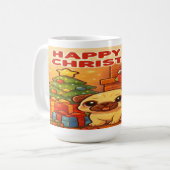 Happy Pug Christmas – Kawaii Holiday Mug  (Devant gauche)