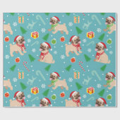 Happy Pug-kerstpatroon Cadeaupapier (Vlak)