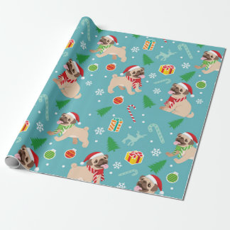 Happy Pug-kerstpatroon Cadeaupapier