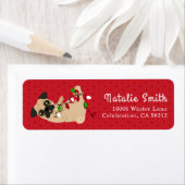 Happy Pug Kerstverlichting Etiket (Insitu)