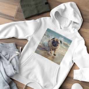 Happy Pug op het strand aanpasbaar