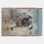 Happy Pug op het strand aanpasbaar Deken (Voorkant)
