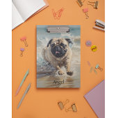 Happy Pug op het strand aanpasbaar Klembord