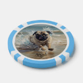 Happy Pug op het strand aanpasbaar Poker Chips (Enkel)