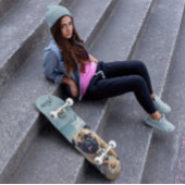 Happy Pug op het strand aanpasbaar Skateboard