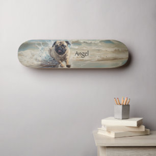 Happy Pug op het strand aanpasbaar Skateboard