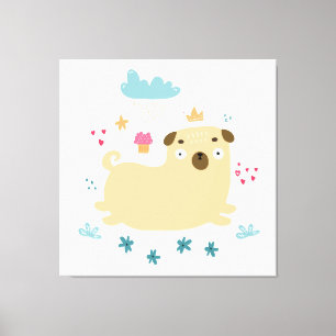 Happy Puggy Canvas afdrukken