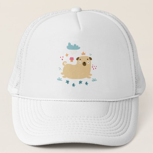 Happy Puggy Trucker Hat Trucker Pet (Voorkant)