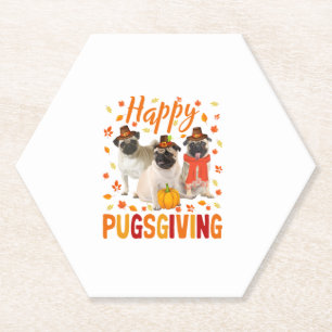 Happy Pugsgiving Cute Thanksgiving Pug Dog Week P Kartonnen Onderzetters