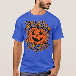Happy Pumpkin in Field Harvest Design for Kids T-shirt