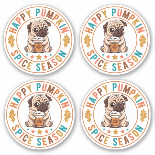Happy Pumpkin Spice Season Pug Sticker (Voorkant)