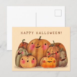Happy Pumpkins - Schattige Halloween Briefkaart